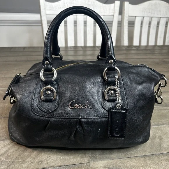 Coach Vintage Ashley Black Leather Satchel Shoulder Bag MSRP $398